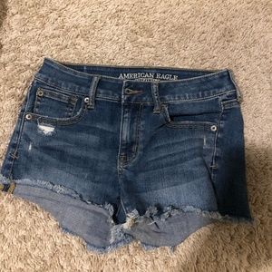 Blue American Eagle High Rise Jean Shorts